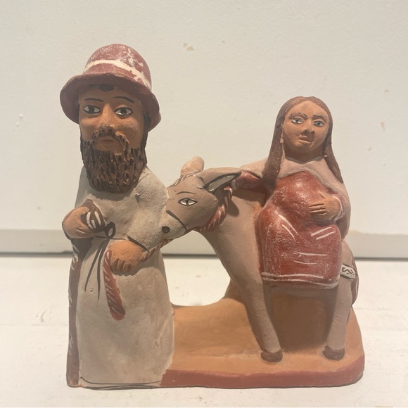 Peru Terra Cotta Clay Peruvian Folk Art Mary And Joseph - Picture 1 of 9